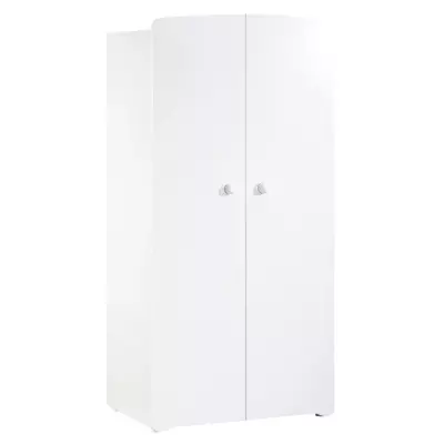Armoire bébé Basic - Blanche - Boutons boule blanc - 2 portes - Baby
