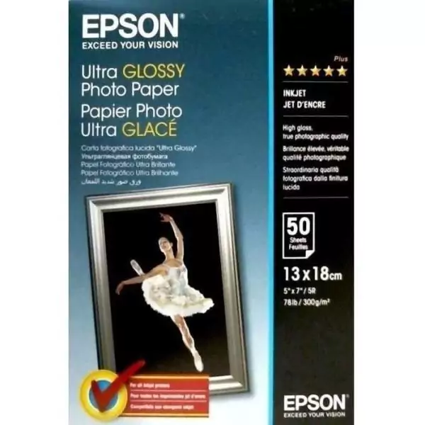 Papier d'impression Epson Papier Photo Ultra Glossy - 13x18cm - 50 Feuilles - 300g/m²