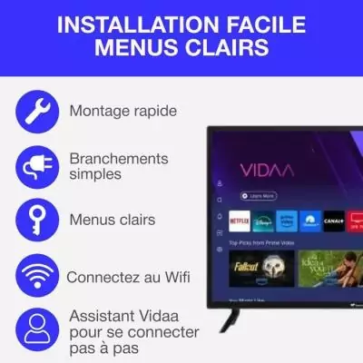 TV HD - CONTINENTAL EDISON - 32“ (81 cm) - Smart Vidaa - Wifi - 3xHDMI - 2xUSB - CELED32SVHD25B6