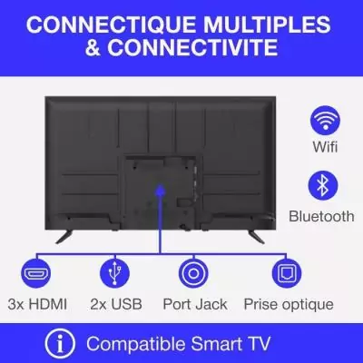 TV QLED - CONTINENTAL EDISON - CELED43SVQLD25B6 - 43'' (109 cm) - UHD 4K 3840x2160 - SMART VIDAA - 3xHDMI - 2xUSB