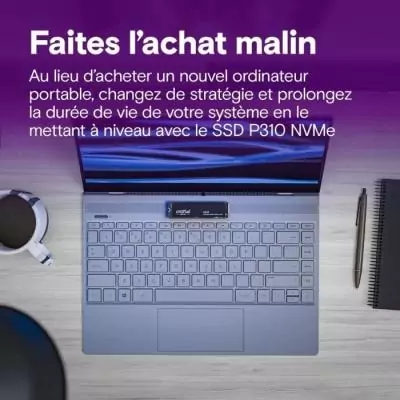 CRUCIAL - P310 - SSD interne -&nbsp;4&nbsp;To -&nbsp;PCIe&nbsp;Gen4 NVMe&nbsp;M.2 - Vitesse lecture Jusqu'a 7100 Mo/s - CT4000P310SSD8
