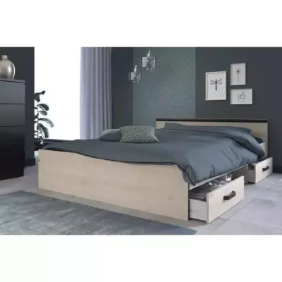 Lit adulte industriel Parisot Zodiac - 140 x 190 cm - Chêne et noir Lit adulte industriel Parisot Zodiac - 140 x 190 cm - Chêne et noir