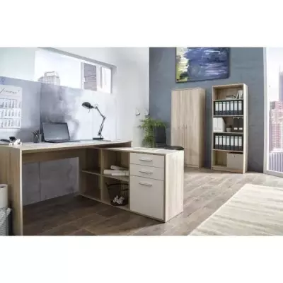 Bureau d'angle London - Style chene sonoma et blanc Bureau d'angle London - Style chene sonoma et blanc