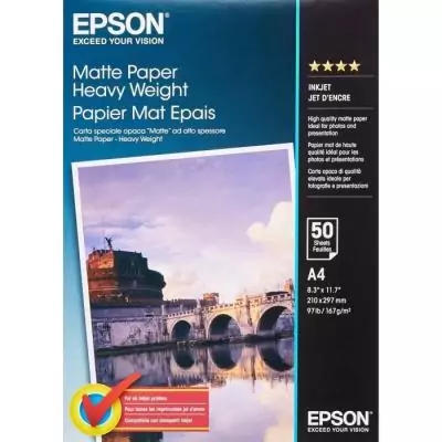 Papier photo mat EPSON S041256 - 167g/m2 - A4 - 50 feuilles Papier photo mat EPSON S041256 - 167g/m2 - A4 - 50 feuilles