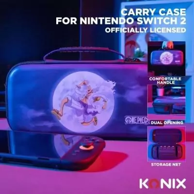 Housse de protection et transport - KONIX - One Piece Nintendo Switch 2 - Rangement accessoires - Motif Luffy Gear 5 - Bleu Housse de protection et transport - KONIX - One Piece Nintendo Switch 2 - Rangement accessoires - Motif Luffy Gear 5 - Bleu