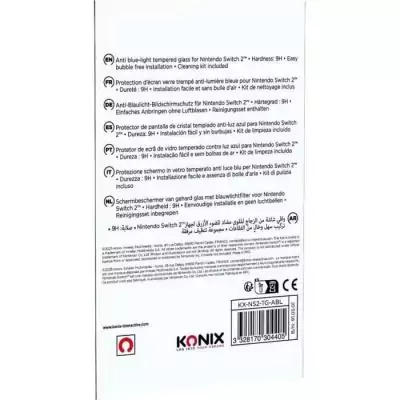 Protection d'écran en verre trempé - KONIX - Nintendo Switch 2 - Anti-lumiere bleue - Anti-bulle - Indice de dureté 9H - Tran