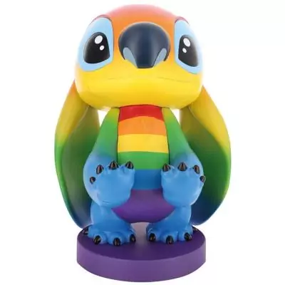 Figurine Disney Stitch Rainbow - EXQUISITE GAMING - Cable Guys - Support écouteurs, smartphone ou petit accessoire - 20 cm