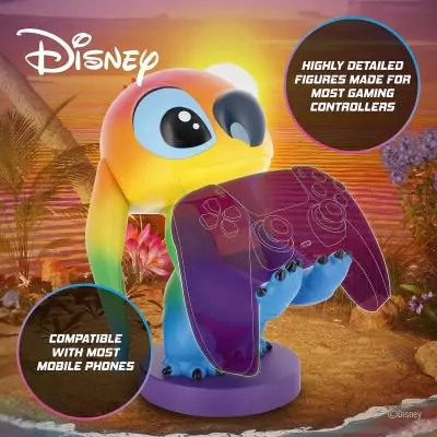 Figurine Disney Stitch Rainbow - EXQUISITE GAMING - Cable Guys - Support écouteurs, smartphone ou petit accessoire - 20 cm