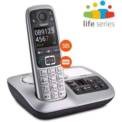 Gigaset Téléphone sans fils dect noir/argent avec répondeur - e560a Gigaset Téléphone sans fils dect noir/argent avec répondeur - e560a