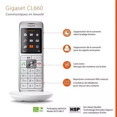 GIGASET Téléphone Fixe CL 660 Duo Blanc GIGASET Téléphone Fixe CL 660 Duo Blanc