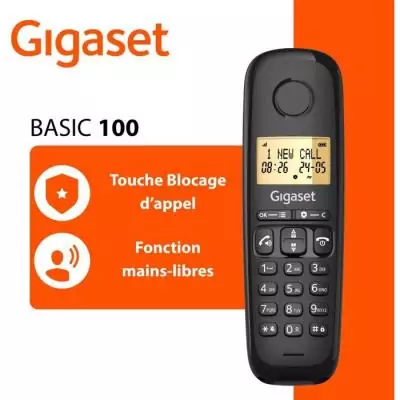 Trio de Téléphones Fixes GIGASET Basic 100 - Mains Libres & Répertoire 50 Contacts