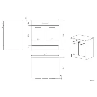 OSLO Meuble Bas 2 portes + 2 tiroirs + plan - Blanc - L 80 x P 60 x H OSLO Meuble Bas 2 portes + 2 tiroirs + plan - Blanc - L 80 x P 60 x H