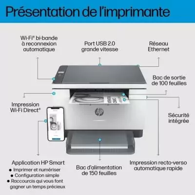 Imprimante HP Laserjet M234dw: Impression laser rapide en noir et blanc