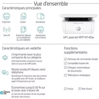 Imprimante HP LaserJet M140w: Impression laser N&B rapide
