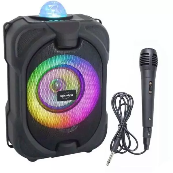 Enceinte lumineuse Bluetooth pour karaoké - INOVALLEY - DANCE CUBE 44 - 150W - Effet kaléidoscope LED