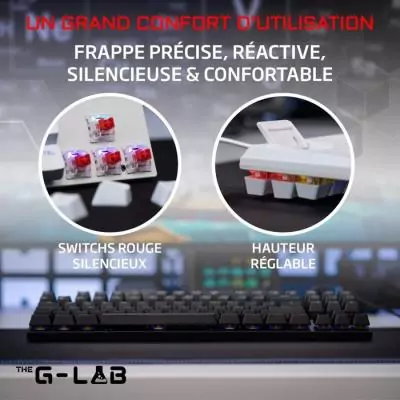 Clavier Gamer - The G-Lab - KEYZ MERCURY TKL - Mécanique (Switch Rouge) - Rainbow - Blanc Clavier Gamer - The G-Lab - KEYZ MERCURY TKL - Mécanique (Switch Rouge) - Rainbow - Blanc