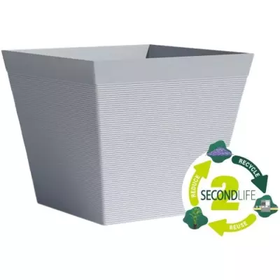 Pot carré GARDEN ID - 100% recyclé - Bleu-Gris - 29 x 26 cm - Garanti 10ans