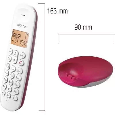 Téléphone fixe sans fil - LOGICOM - DECT ILOA 150 SOLO - Framboise - Sans répondeur Téléphone fixe sans fil - LOGICOM - DECT ILOA 150 SOLO - Framboise - Sans répondeur