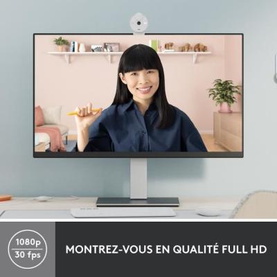 Webcam - Full HD 1080p - Logitech - Brio 300 - Microphone intégré - Blanc Webcam - Full HD 1080p - Logitech - Brio 300 - Microphone intégré - Blanc
