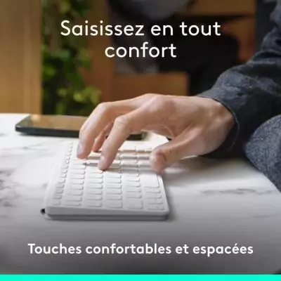 Etui clavier - Logitech - Keys to go 2 - AZERTY - Universel - Gris pâle Etui clavier - Logitech - Keys to go 2 - AZERTY - Universel - Gris pâle