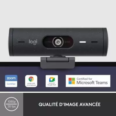 Webcam - Full HD 1080p - Logitech - Brio 500 - Microphone intégré - Graphite