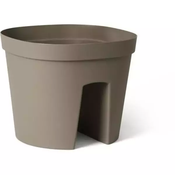 Pot balustrade - GARDEN ID Smile - Taupe 30 cm - S'adapte a toutes les balustrades - Réserve d'eau - recyclé et 100% recyclabl
