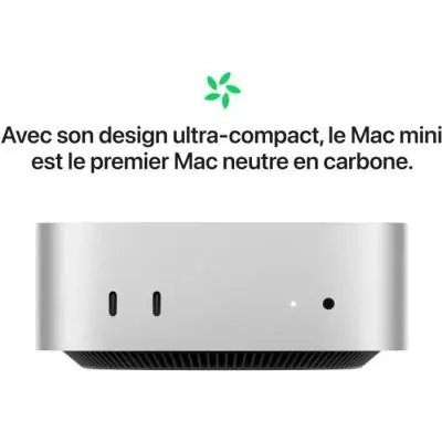 Apple - Mac mini (2024) Puce Apple M4 - RAM 16Go - Stockage 512Go SSD - CPU 10 coeurs GPU 10 coeurs - Argent Apple - Mac mini (2024) Puce Apple M4 - RAM 16Go - Stockage 512Go SSD - CPU 10 coeurs GPU 10 coeurs - Argent