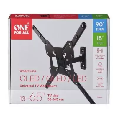 ONE FOR ALL WM2441 Support mural inclinable et orientable a 90° pour TV de 33 a 165cm (13-65)