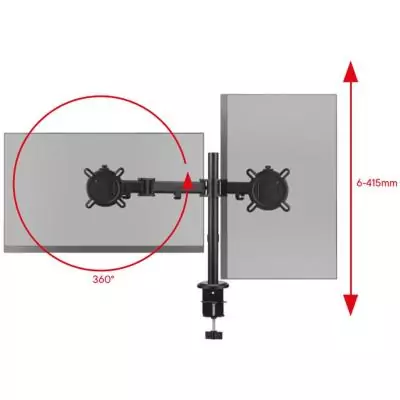 Support moniteur Smart - ONE FOR ALL - Vesa 100 - Double Bras - 13 et 32'' - 8kgs max - Hauteur réglable - Noir