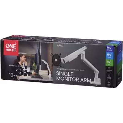 Support moniteur Dynamic - ONE FOR ALL - Vesa 100 - Simple Bras - 13 et 32'' - 8kgs max - Hauteur réglable - Blanc Support moniteur Dynamic - ONE FOR ALL - Vesa 100 - Simple Bras - 13 et 32'' - 8kgs max - Hauteur réglable - Blanc