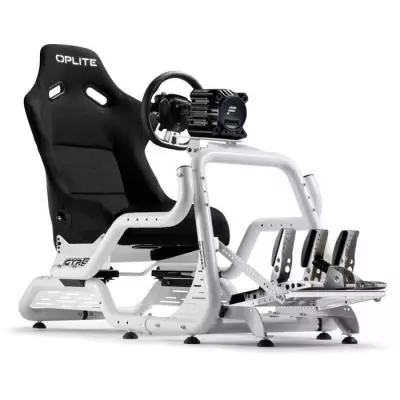 Cockpit de simulation - OPLITE - GTR S8 Infinity Force - Acier carbone - Blanc - Simracing haute performance
