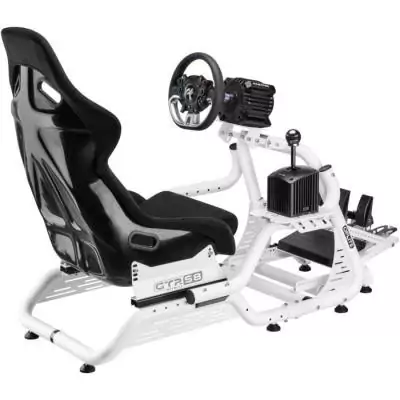 Cockpit de simulation - OPLITE - GTR S8 Infinity Force - Acier carbone - Blanc - Simracing haute performance