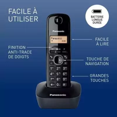 Téléphone Sans Fil Panasonic KX-TG1611FRH – DECT avec Répondeur et Écran LCD Téléphone Sans Fil Panasonic KX-TG1611FRH – DECT avec Répondeur et Écran LCD