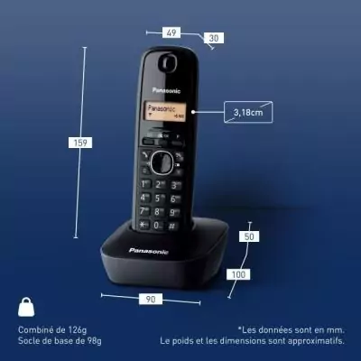 Téléphone Sans Fil Panasonic KX-TG1611FRH – DECT avec Répondeur et Écran LCD Téléphone Sans Fil Panasonic KX-TG1611FRH – DECT avec Répondeur et Écran LCD
