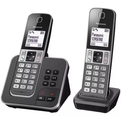 Panasonic KX-TGD322FRG Téléphone sans Fil Répondeur Numérique, Base et 2 Combinés, Mains Libres, Identification de l'Appela Panasonic KX-TGD322FRG Téléphone sans Fil Répondeur Numérique, Base et 2 Combinés, Mains Libres, Identification de l'Appela