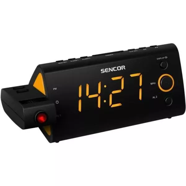 Radio-réveil - SENCOR - SRC 330 OU - Ecran LED 1,2? orange - Tuner FM - Projection heure - Noir