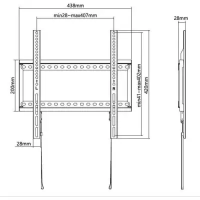 Support TV fixe Stell SHO 5200 - Style SLIM pour un montage mural facile