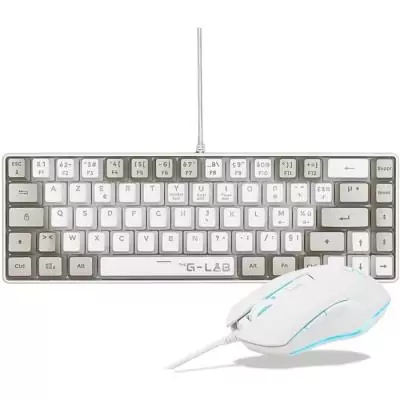 Pack 2 en 1 - THE G-LAB - Combo Hydrogen Blanc/Gris Combo Clavier AZERTY et Souris - Style Épuré Pack 2 en 1 - THE G-LAB - Combo Hydrogen Blanc/Gris Combo Clavier AZERTY et Souris - Style Épuré