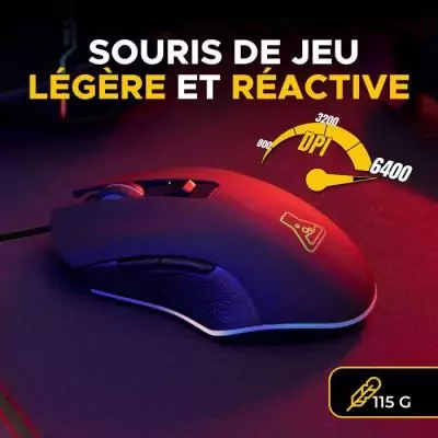 Pack gamer clavier souris filaire - THE G-LAB - Combo Hydrogen BKG - Clavier Azerty - Noir