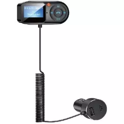 Transmetteur FM Bluetooth- THOMSON - 12/24V - Avec écran déporté - Câble spirale 1m - Avec fonction voltmetre et lecteur car