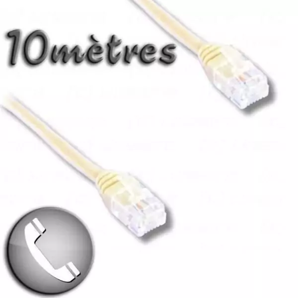 Cordon ADSL RJ11 mâle / RJ11 mâle 10m - LINEAIRE - Connecteur RJ11 6P4C - Câble ADSL