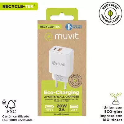Chargeur mural Muvit for Change Blanc 18 W 20 W Chargeur mural Muvit for Change Blanc 18 W 20 W