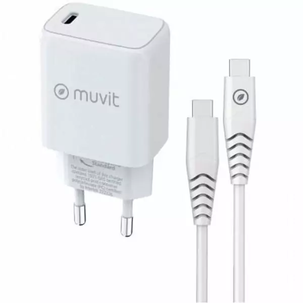Chargeur Mural Câble USB-C Muvit Blanc 20 W