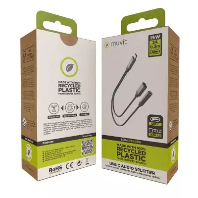 Adaptateur Audio Jack Muvit pour Change Noir - Son de Qualité Assuré