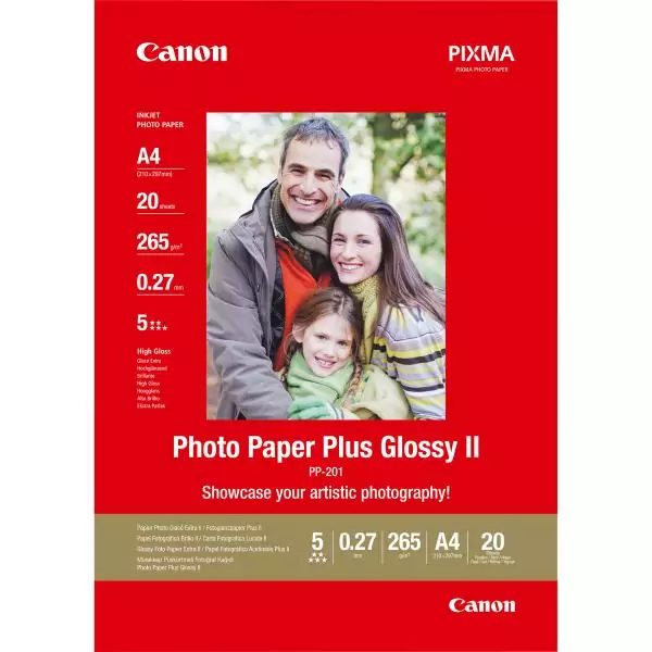 Papier photo brillant CANON PP-201 - 20 feuilles A4 265gr