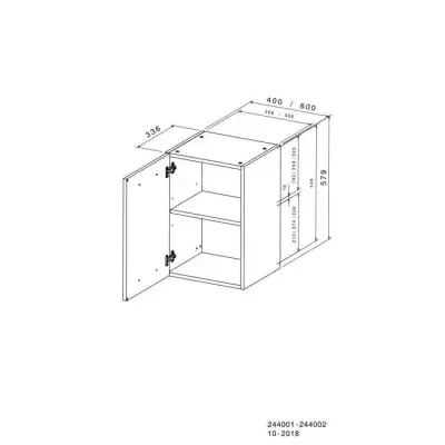 Meuble haut de cuisine OSLO - Blanc mat - 1 porte + tablette - L 40 x Meuble haut de cuisine OSLO - Blanc mat - 1 porte + tablette - L 40 x