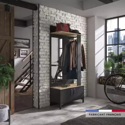 GAMI Meuble d'entrée 2 portes - Made in France - Décor chene sonoma GAMI Meuble d'entrée 2 portes - Made in France - Décor chene sonoma