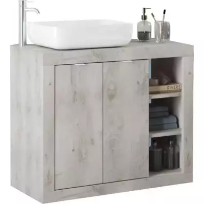 ROME Ensemble Meuble salle de bain L 92 + vasque + 2 Portes + 3 niches ROME Ensemble Meuble salle de bain L 92 + vasque + 2 Portes + 3 niches