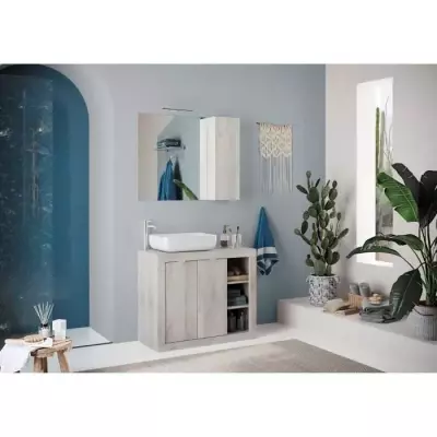 ROME Ensemble Meuble salle de bain L 92 + vasque + 2 Portes + 3 niches ROME Ensemble Meuble salle de bain L 92 + vasque + 2 Portes + 3 niches