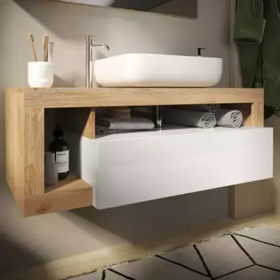 Ensemble Meuble salle de bain HAMBOURG L110 - Vasque + 2 Tiroirs + 3 n Ensemble Meuble salle de bain HAMBOURG L110 - Vasque + 2 Tiroirs + 3 n